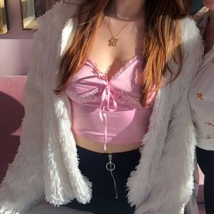 Tiger Mist Pink Satin Lace Cami